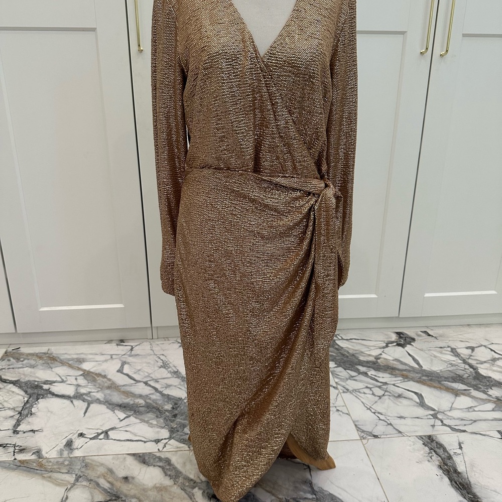 Show Me Your MuMu Metallic Gold Wrap Maxi Dress